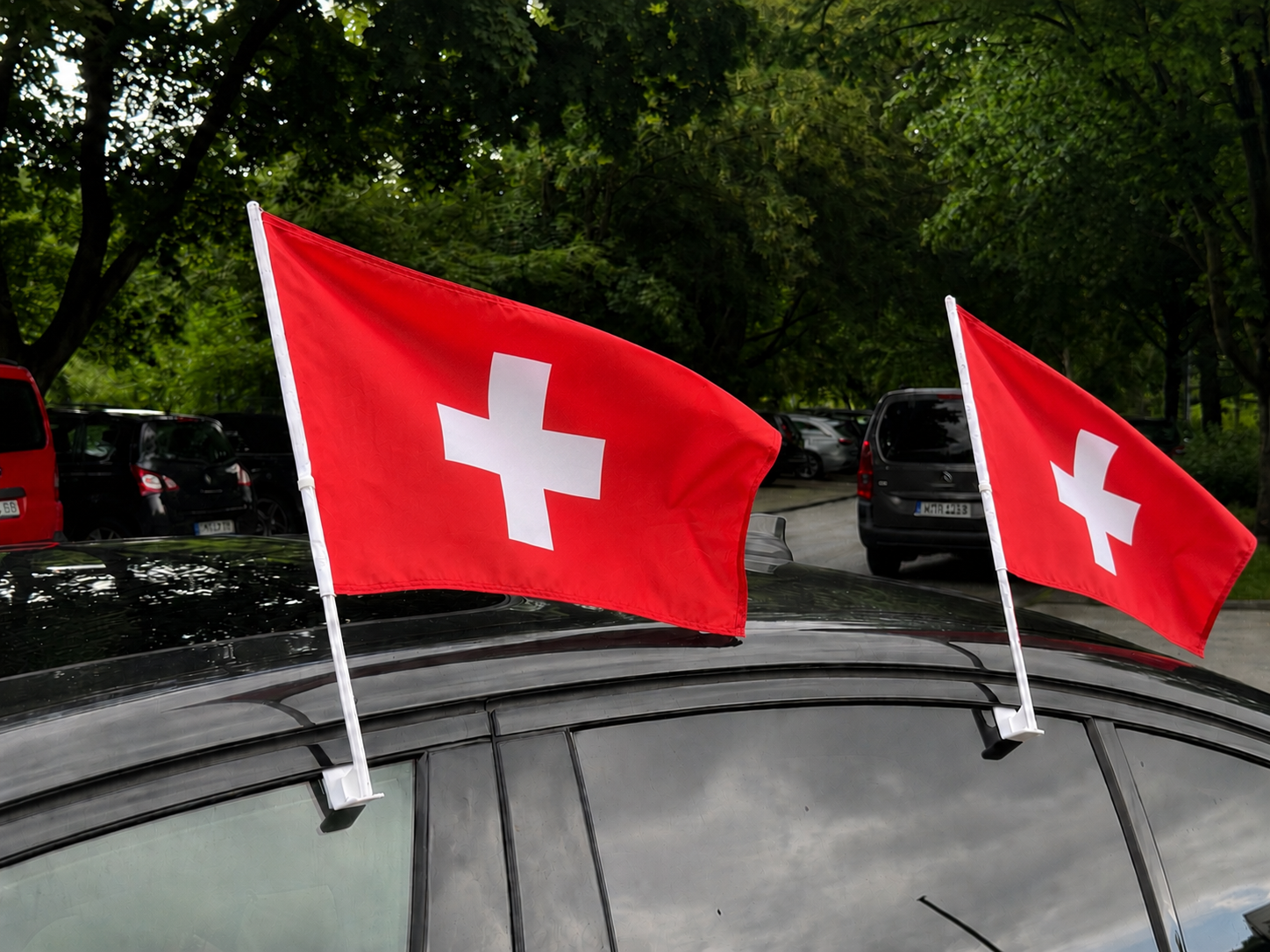 Schweiz Autoflagge mit Fensterhalter