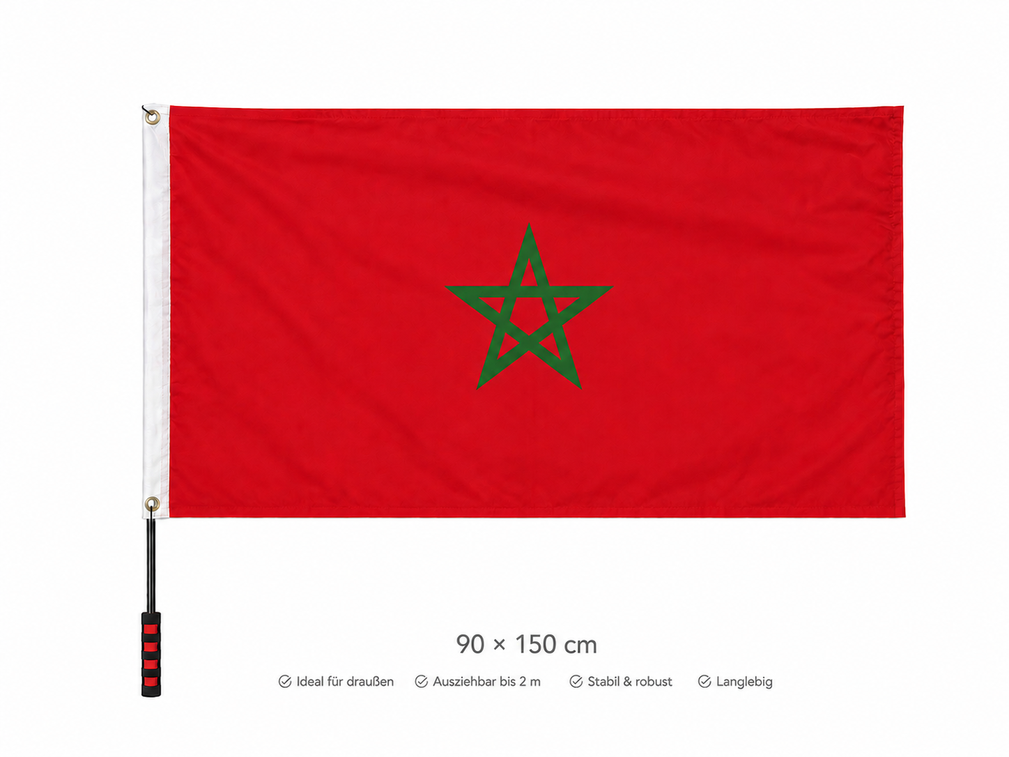 Marokko Flagge 90 x 150 cm mit ausklappbaren Hand Ständer