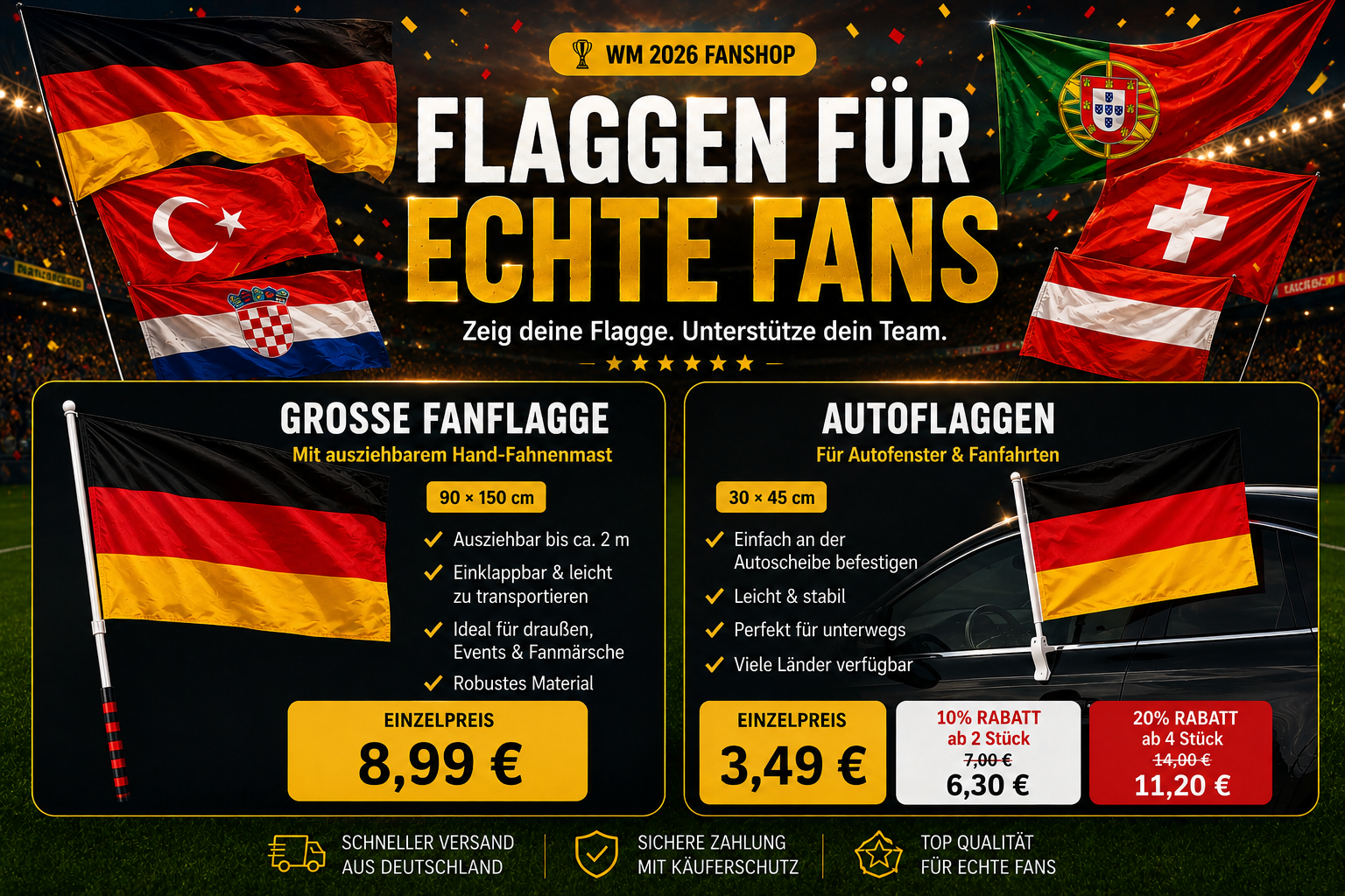 Deutschland Autoflagge für Fensterscheibe