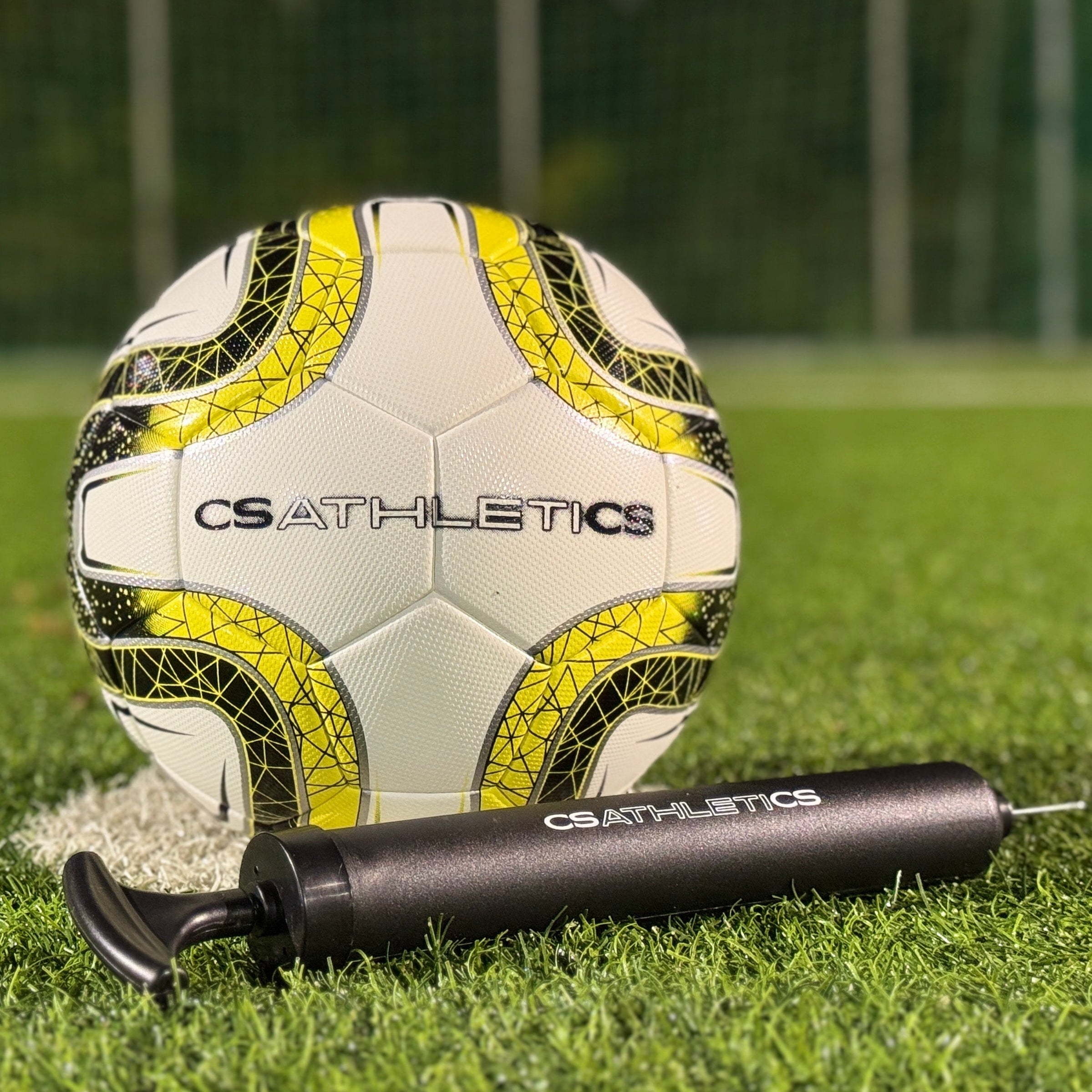 CsAtheltics Fußball Schwarz Gelb Größe 5 mit Luftpumpe