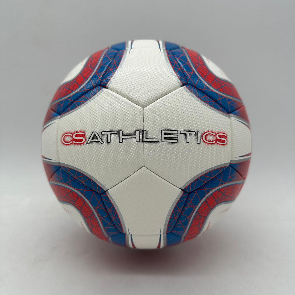 CsAtheltics Fußball Rot Weiß Blau Größe 5 mit Fußballpumpe