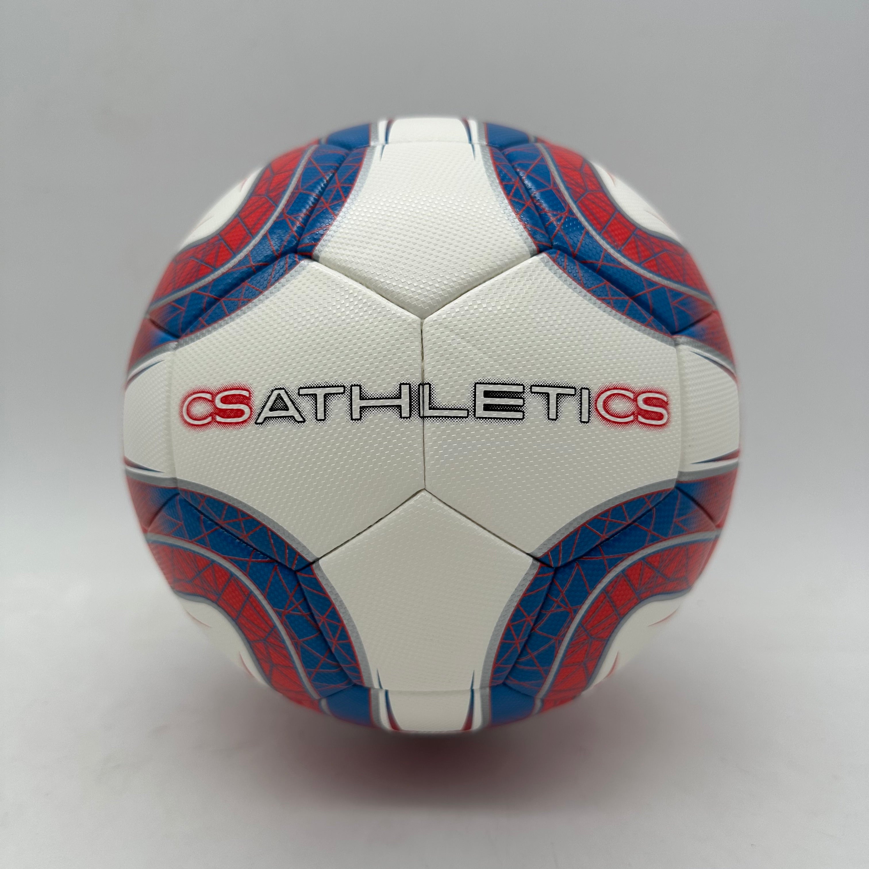 CsAtheltics Fußball Rot Weiß Blau Größe 5 mit Fußballpumpe