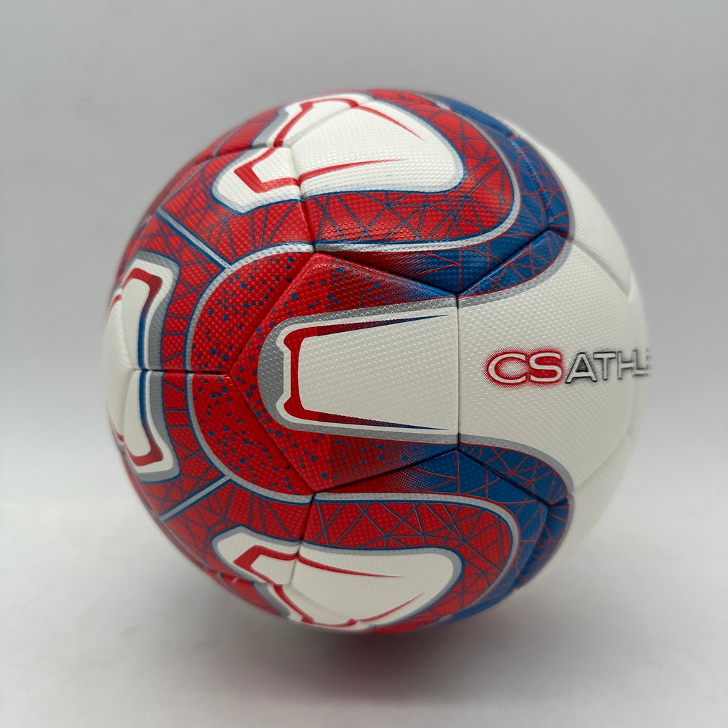 CsAtheltics Fußball Rot Weiß Blau Größe 5 mit Fußballpumpe